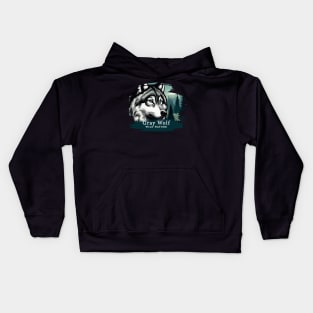 Gray Wolf - WILD NATURE - WOLF -3 Kids Hoodie